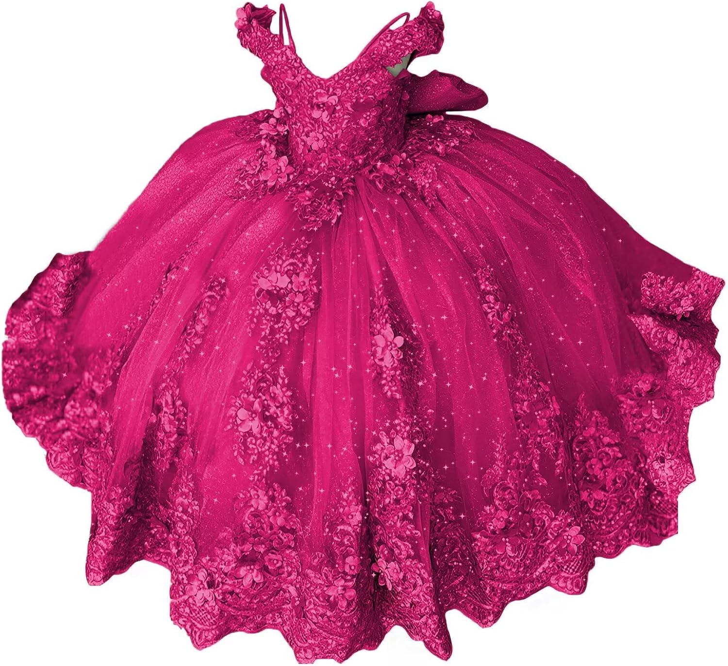 Girls Pageant Dress - Lace Crystal Off Shoulder Ball Gown | AURORE LUXURE