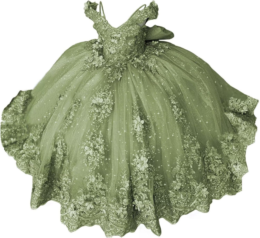 Girls Pageant Dress - Lace Crystal Off Shoulder Ball Gown | AURORE LUXURE