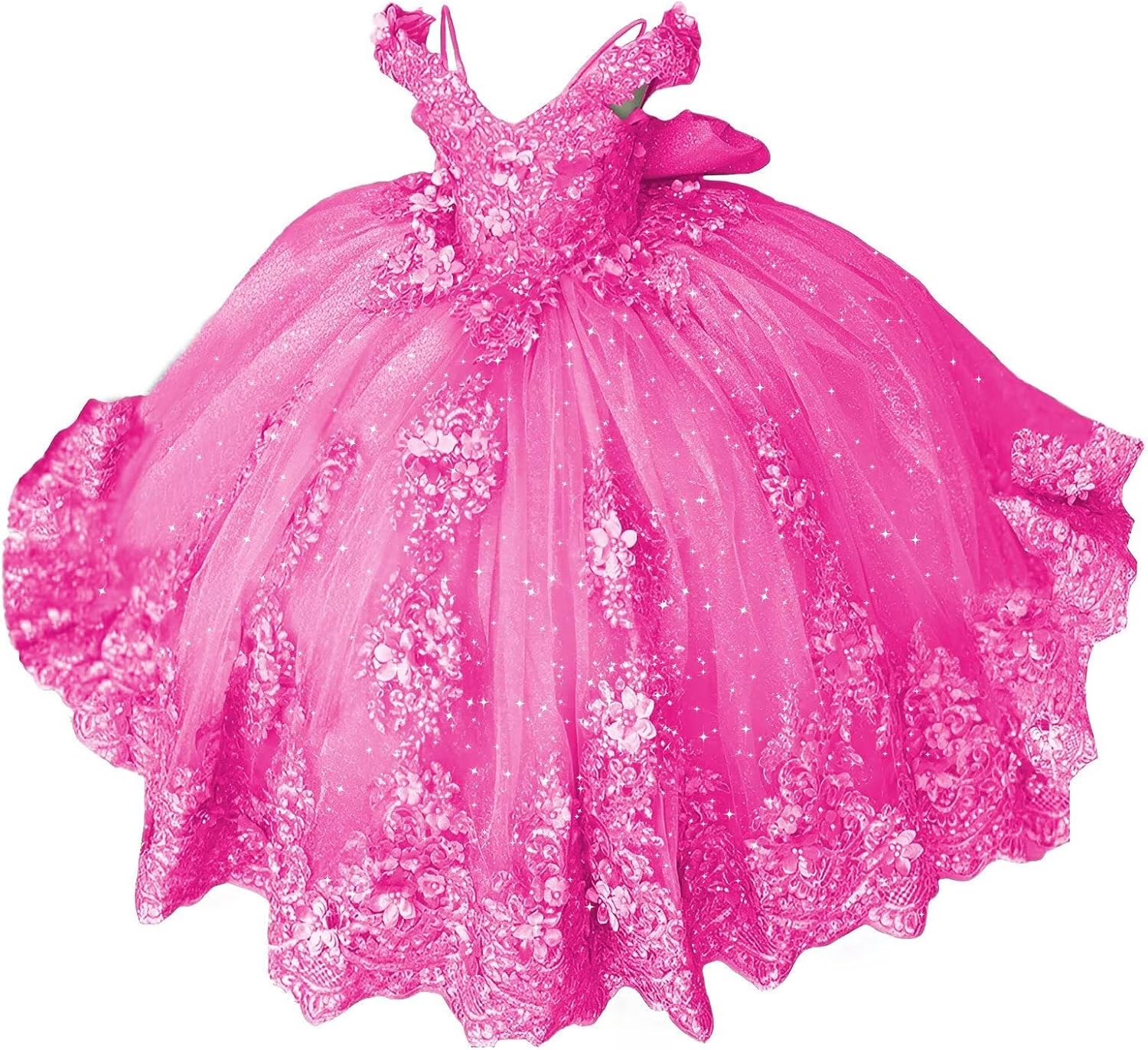 Girls Pageant Dress - Lace Crystal Off Shoulder Ball Gown | AURORE LUXURE