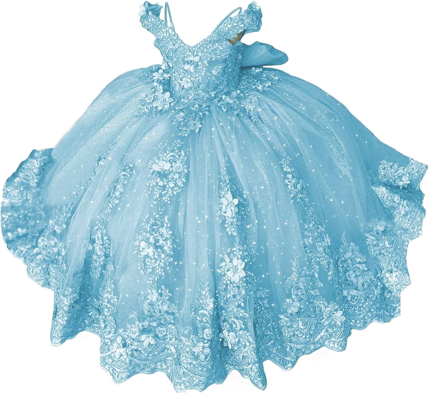 Girls Pageant Dress - Lace Crystal Off Shoulder Ball Gown | AURORE LUXURE