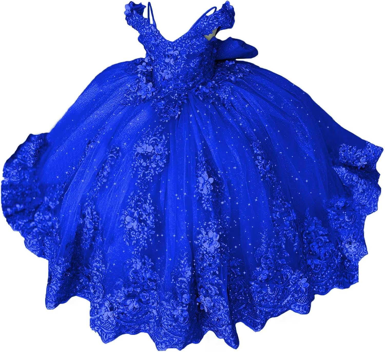 Girls Pageant Dress - Lace Crystal Off Shoulder Ball Gown | AURORE LUXURE
