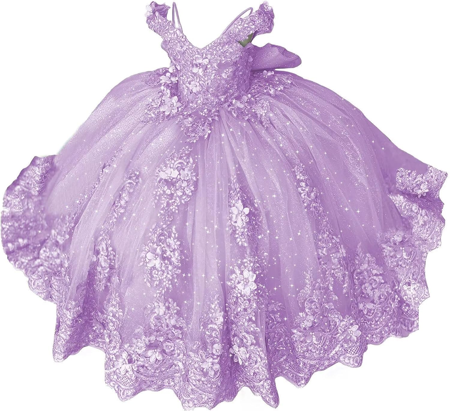 Girls Pageant Dress - Lace Crystal Off Shoulder Ball Gown | AURORE LUXURE