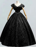 Women's Elegant Black V-Neck Beaded Prom Gown | Floor-Length Evening Dress