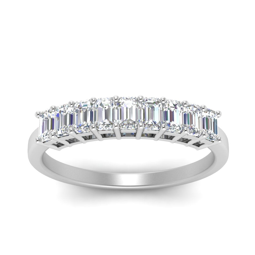 9 Stone Emerald Cut Wedding Ring