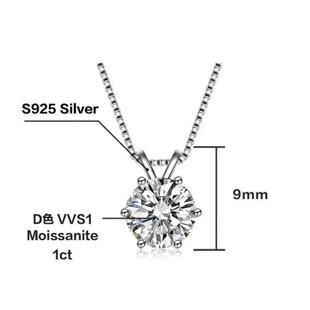 925 Sterling Silver 1ctx4 D Moissanite Necklace Earrings Set Bridal Jewelry