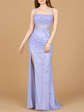 Beaded Corset Prom Gown with Slit