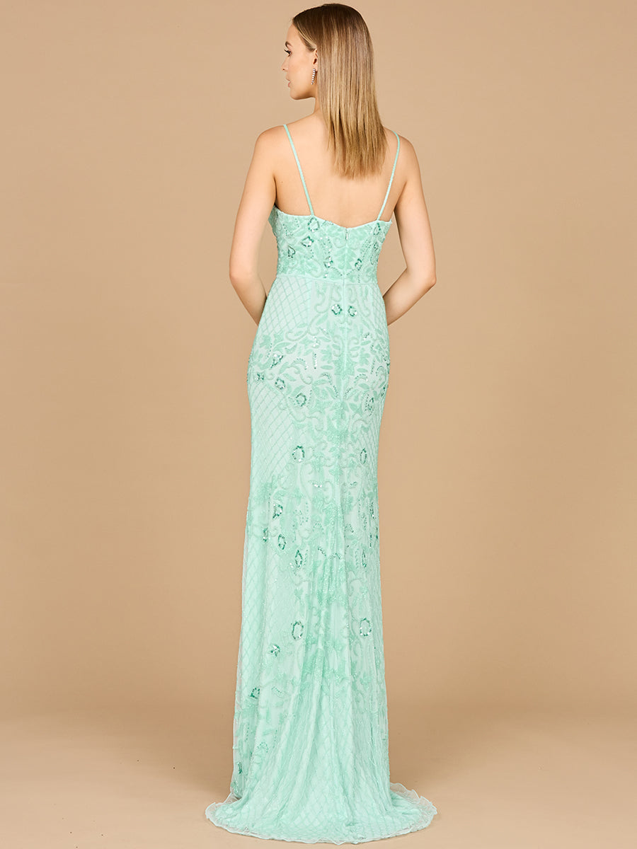 Body Con V-Neck Beaded Gown
