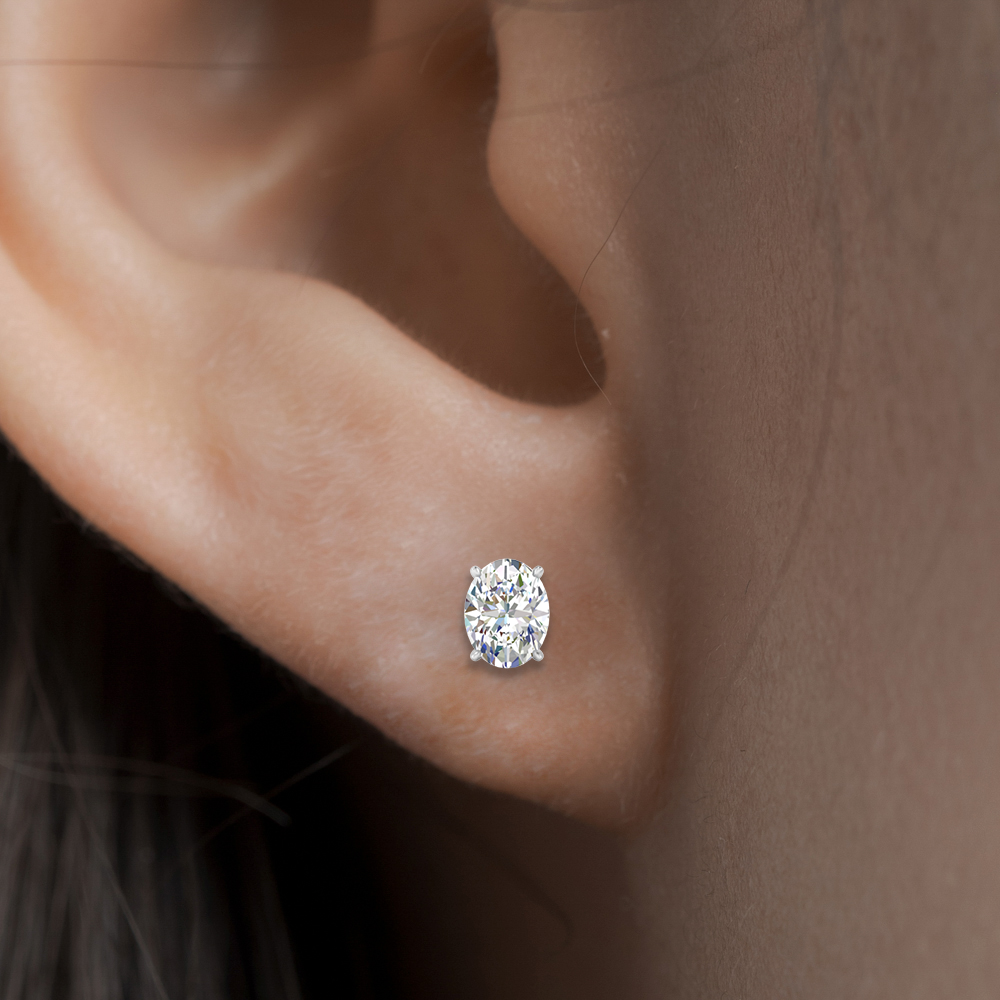 Stud Earring Basket Oval Shaped