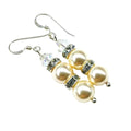 Bridal Sterling Silver Stacked Crystal and Pearl Earrings