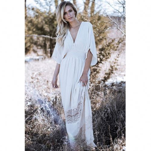 Clothing Long Sleeve Beach Bohemian Dresses Ladies O Neck Floral Maxi Casual Boho Dress With Kimono Sleeve