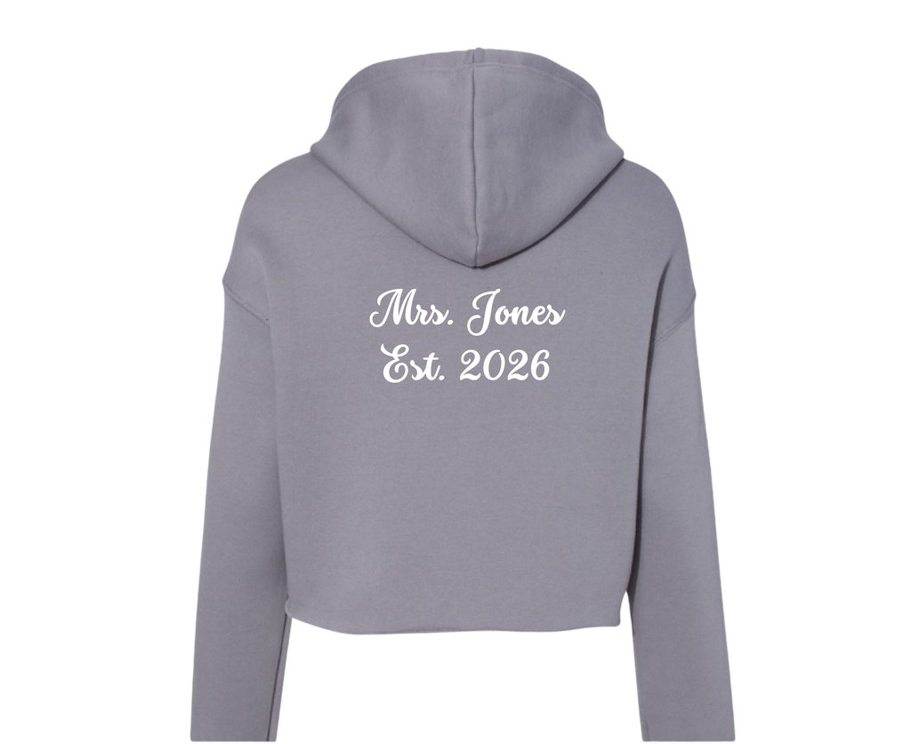 Customizable: Bride Interlocking Rings Cropped Fleece Hoodie