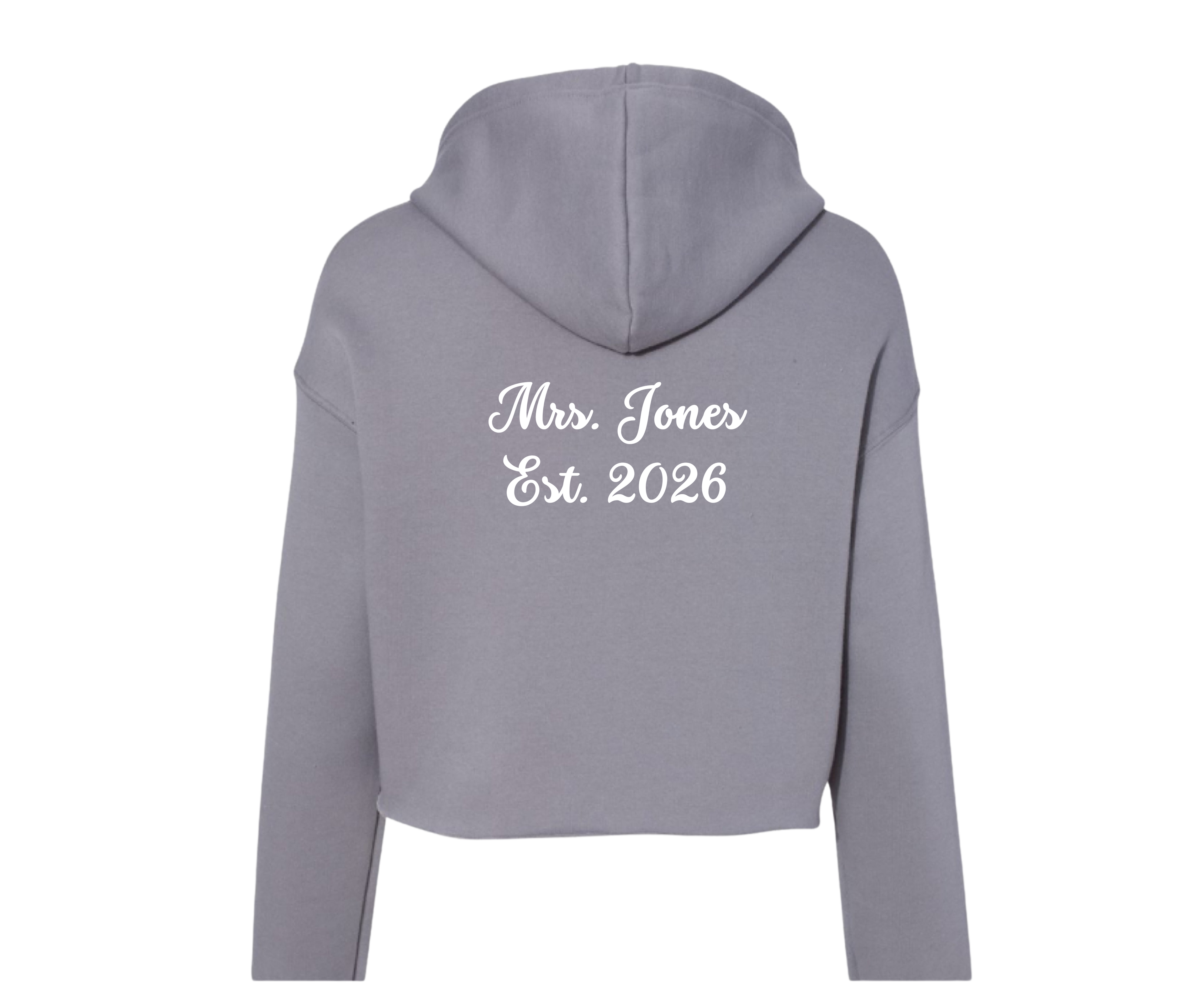 Customizable: Bride Interlocking Rings Cropped Fleece Hoodie