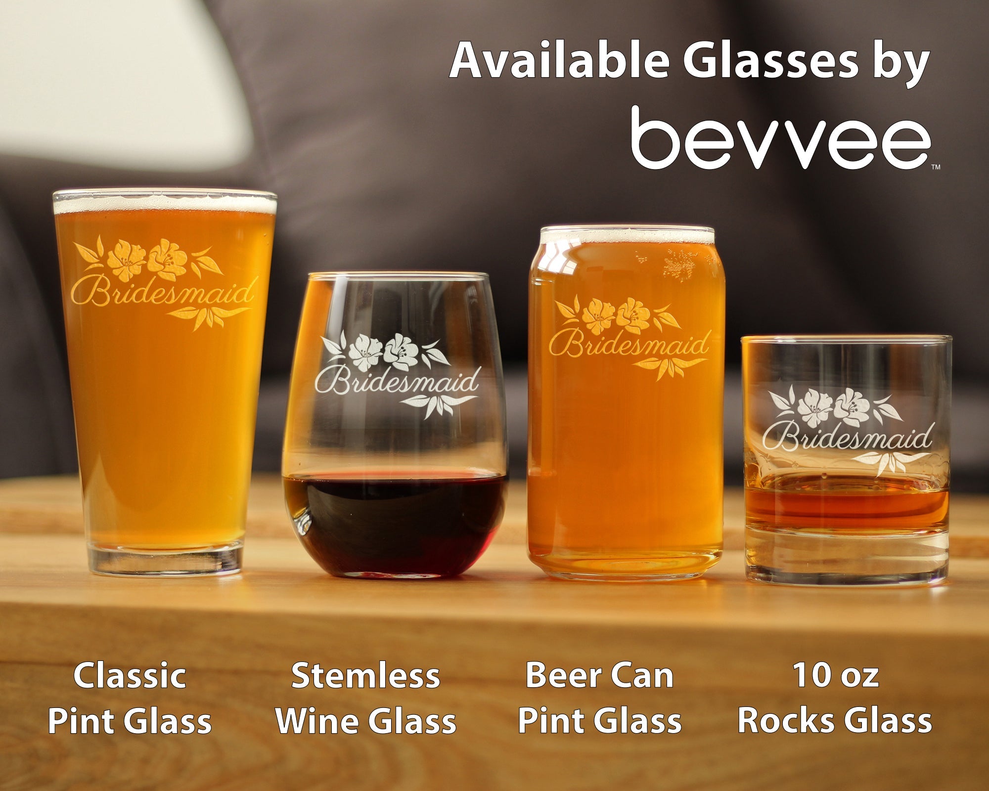 Bridesmaid Stemless Wine Glass - Bridesmaids Proposal Gifts - Unique Engraved Wedding Cup Gift