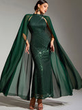 Sexy Chiffon Stitching Sequ Dress Women Clothing Prom Evening Dress