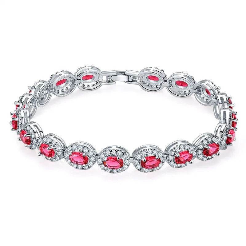 Colorful CZ Halo Tennis Bracelet, Multicolor Gemstone Bridal Jewelry, Unique Pattern Gift for Her, Cubic Zirconia Bridesmaid Bracelet