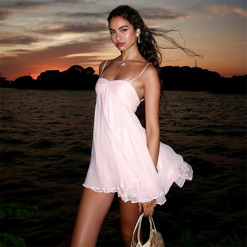 Women Clothing Summer off Neck Sexy Sexy Chiffon Sling Dress
