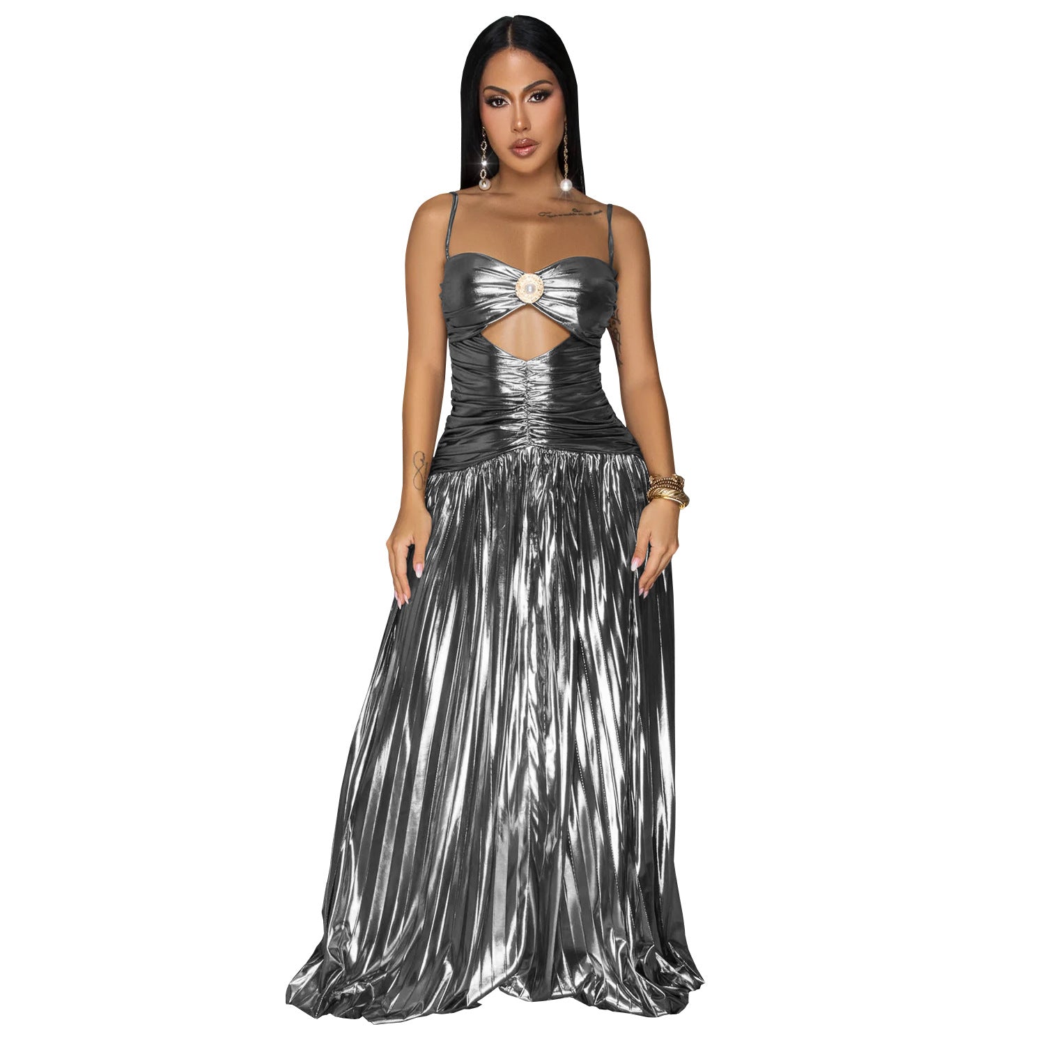 Women Wear Sexy Sling Elegant Prom Glitter Dress