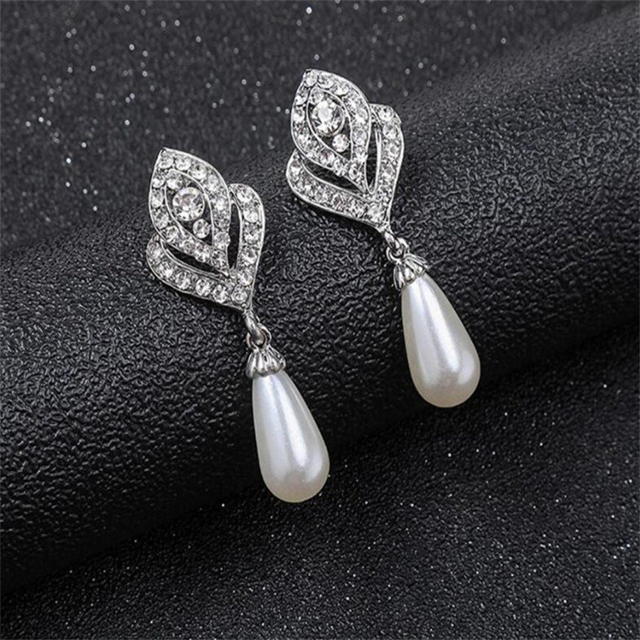 Rhinestones Crystals Pearls Bridal Jewelry Set