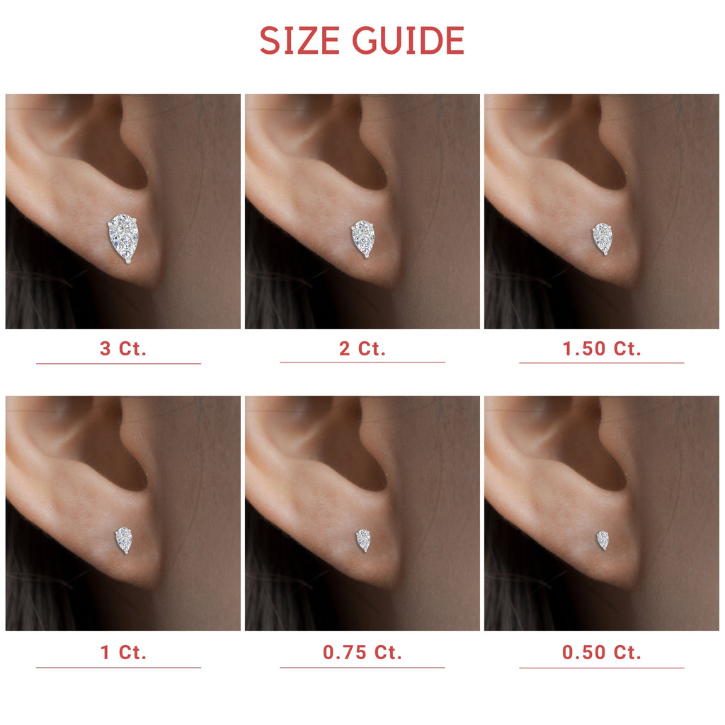 Diamond Pear Cut 3 Prong Earring
