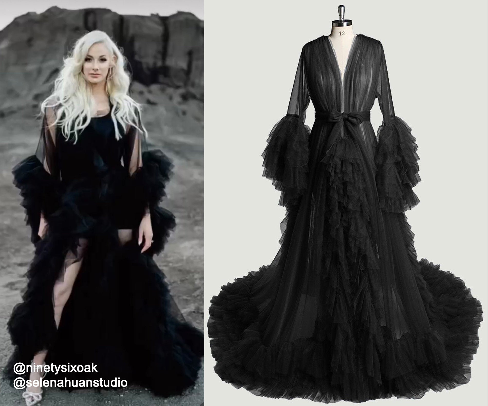 Tulle Ruffled Sleeves Fringe Multi-Color Custom Robe Dress for Theme Photo Shoot