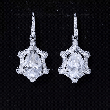 Vintage Inspired Moissanite Drop Earrings for Wedding