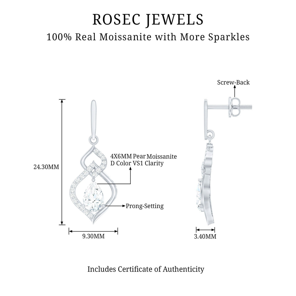 Certified Pear Shaped Moissanite Bridal Earrings for Wedding