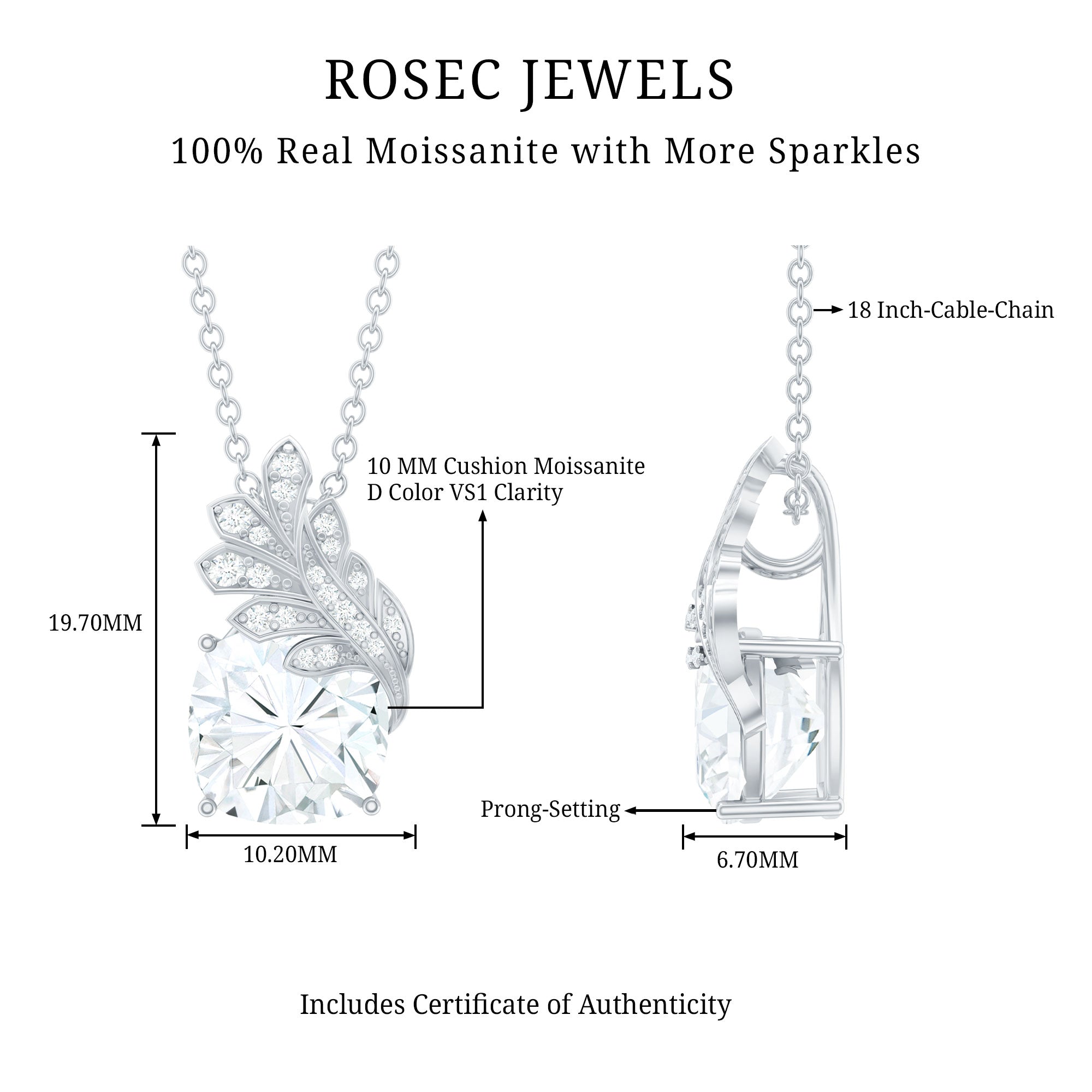 Nature Inspired Moissanite Designer Necklace for Wedding