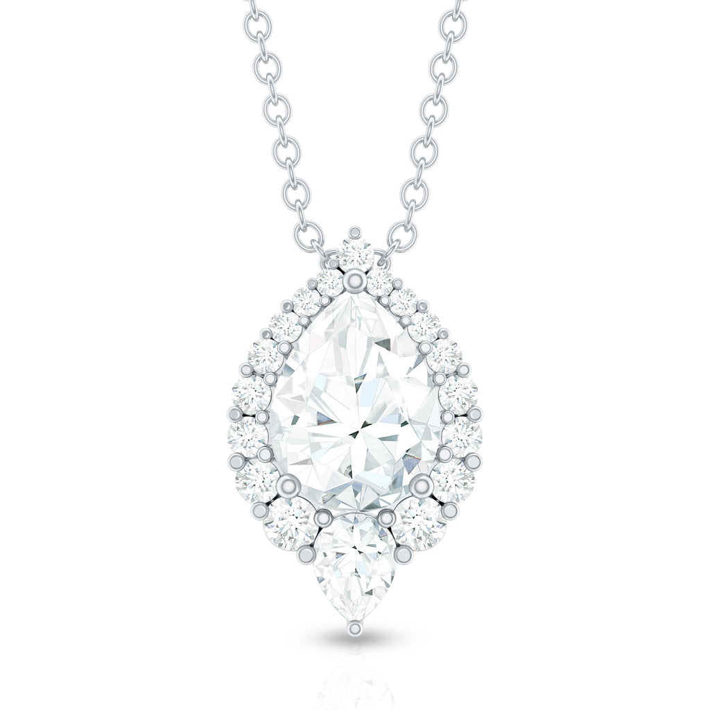 Certified Moissanite Teardrop Pendant Necklace for Wedding