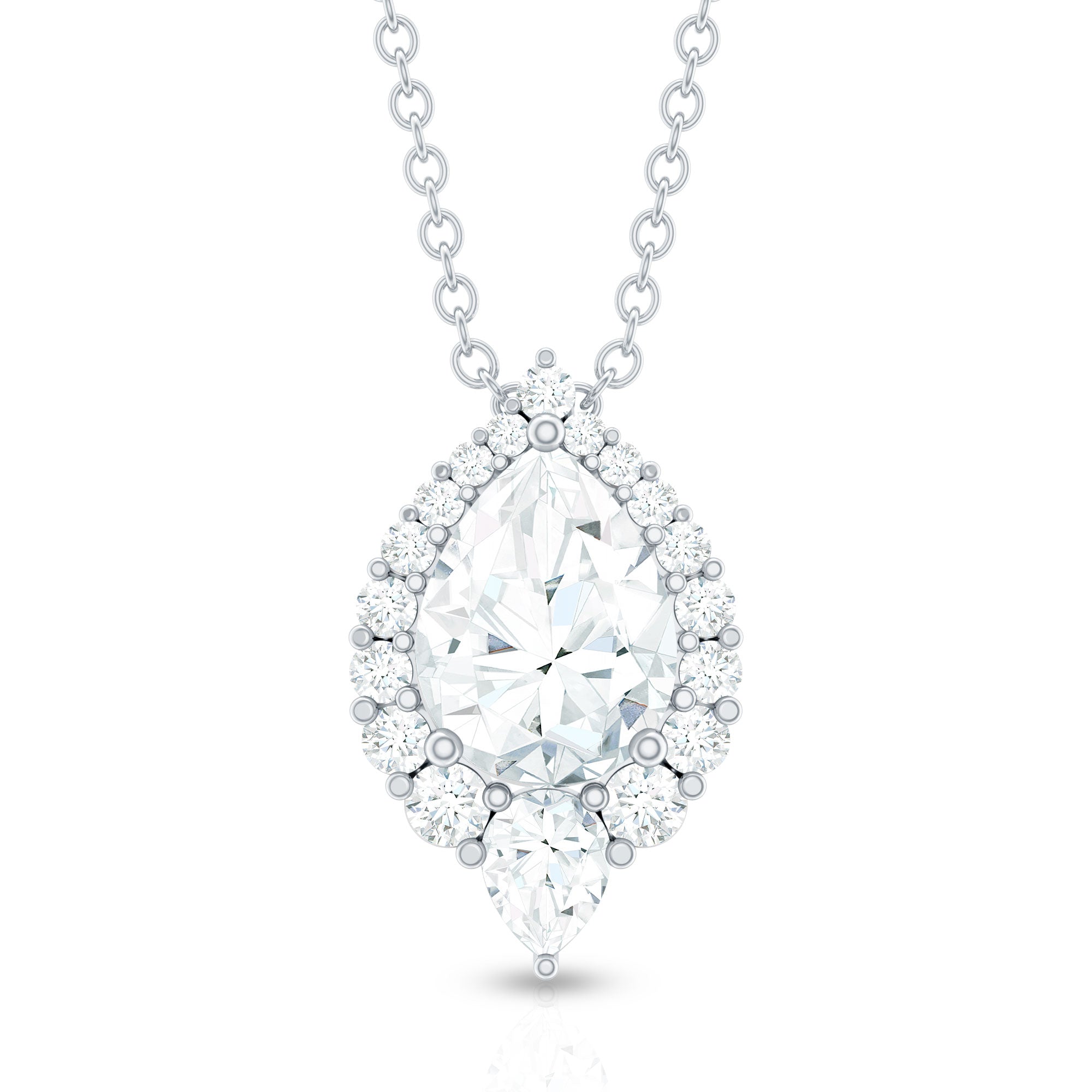Certified Moissanite Teardrop Pendant Necklace for Wedding