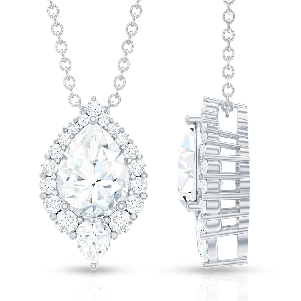 Certified Moissanite Teardrop Pendant Necklace for Wedding