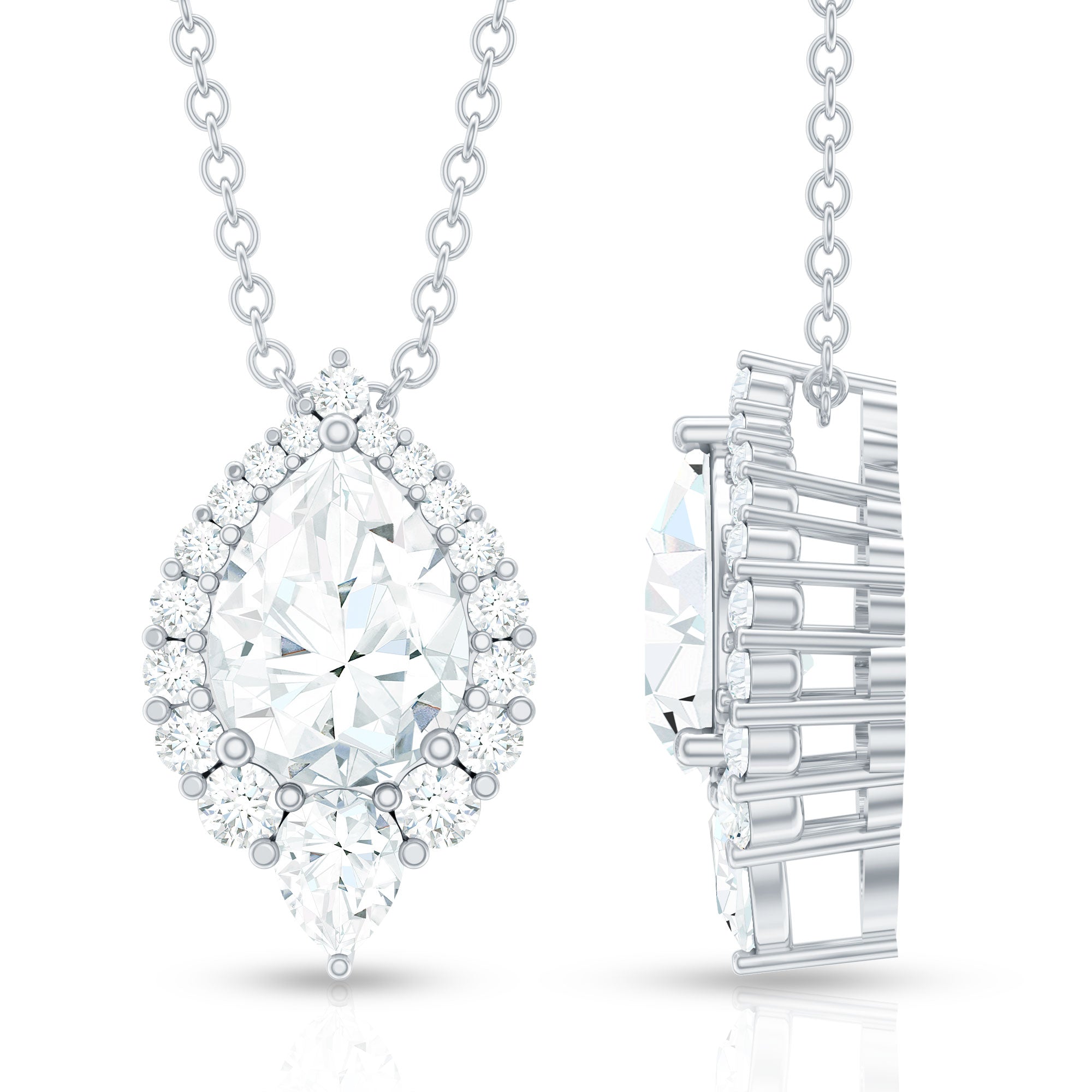 Certified Moissanite Teardrop Pendant Necklace for Wedding