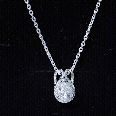 Certified 7X9MM Moissanite Teardrop Wedding Necklace for Women