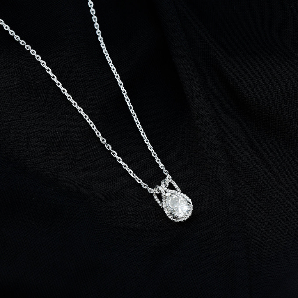 Certified 7X9MM Moissanite Teardrop Wedding Necklace for Women