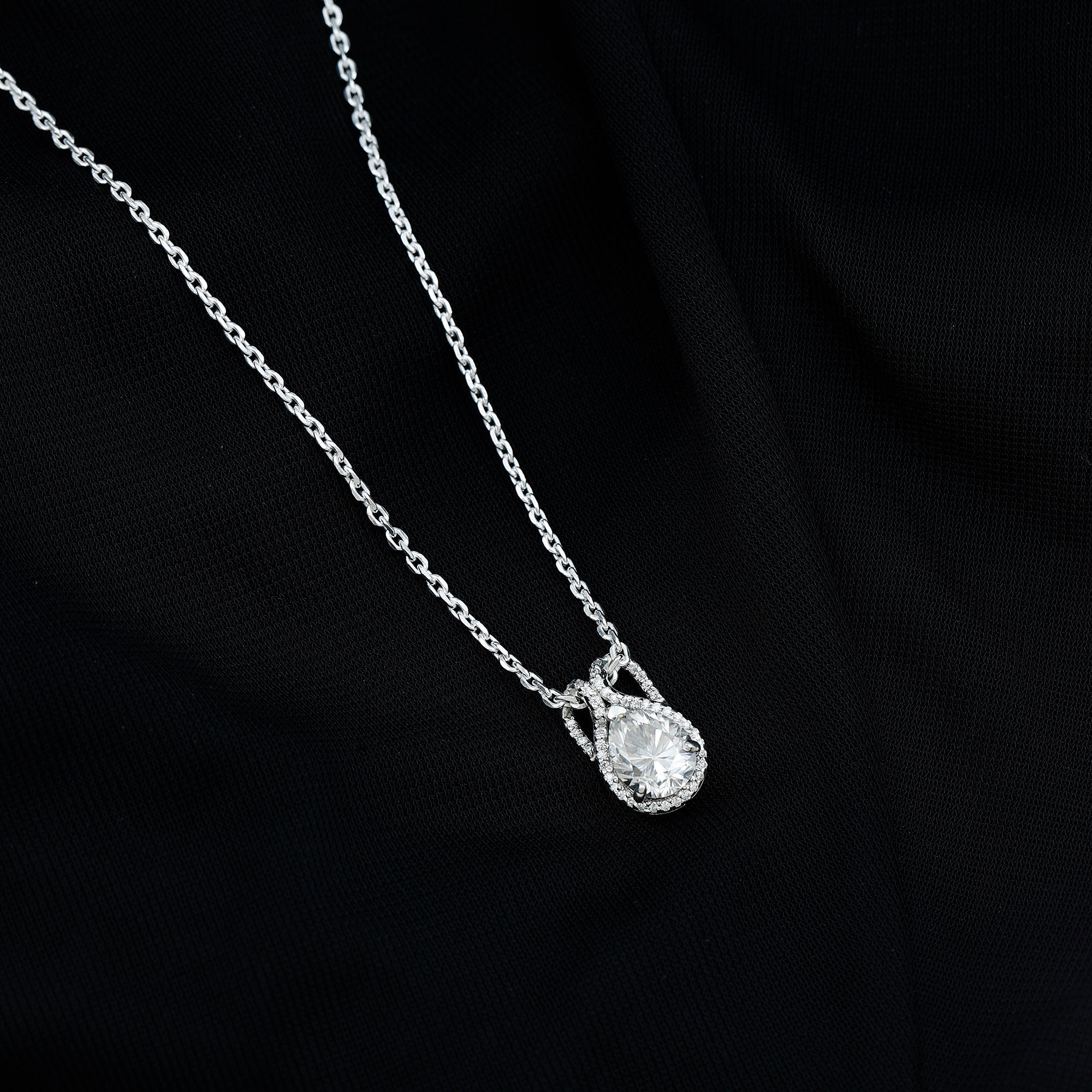Certified 7X9MM Moissanite Teardrop Wedding Necklace for Women