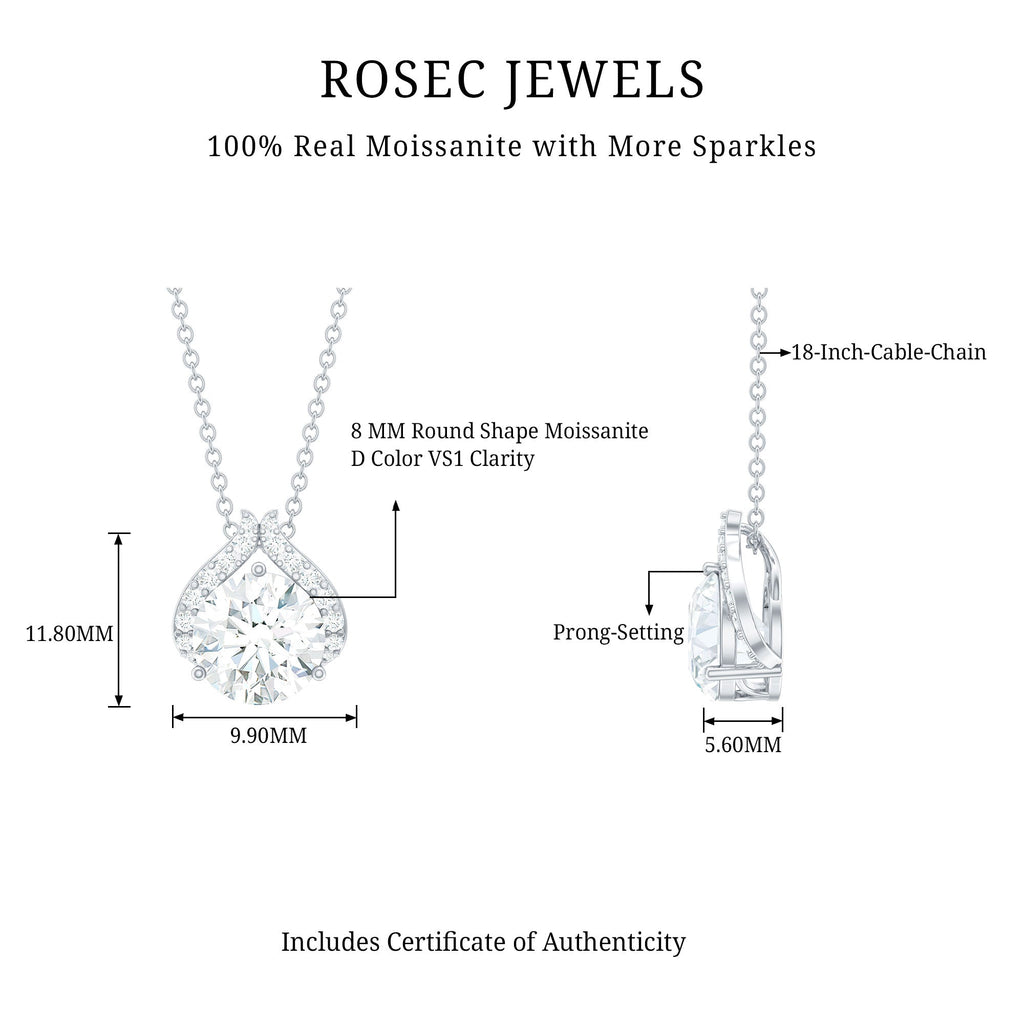 Certified 2 CT Moissanite Wedding Necklace with Chain