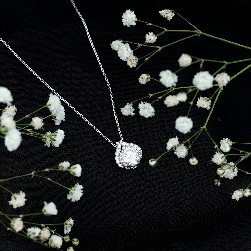 Certified 2 CT Moissanite Wedding Necklace with Chain
