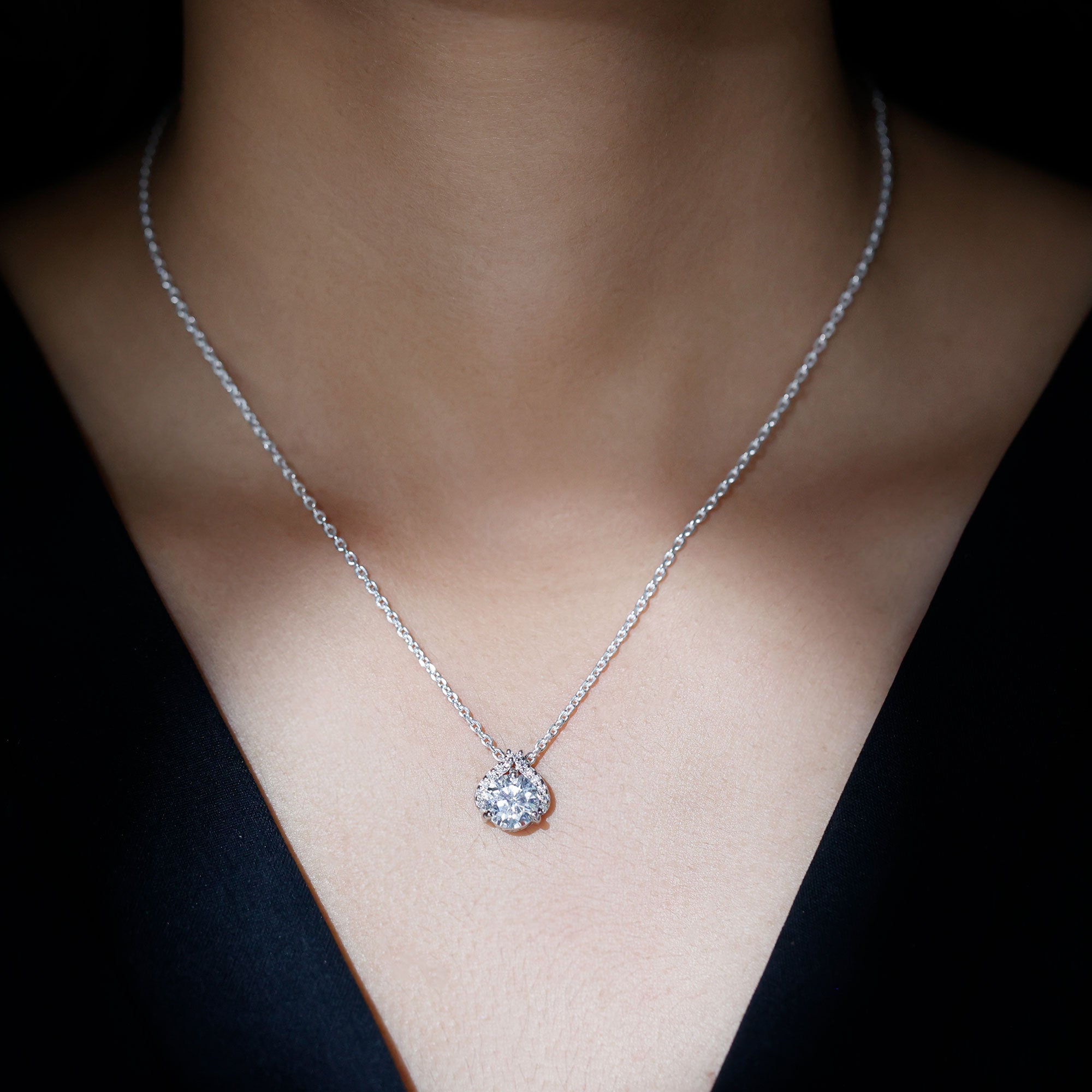 Certified 2 CT Moissanite Wedding Necklace with Chain