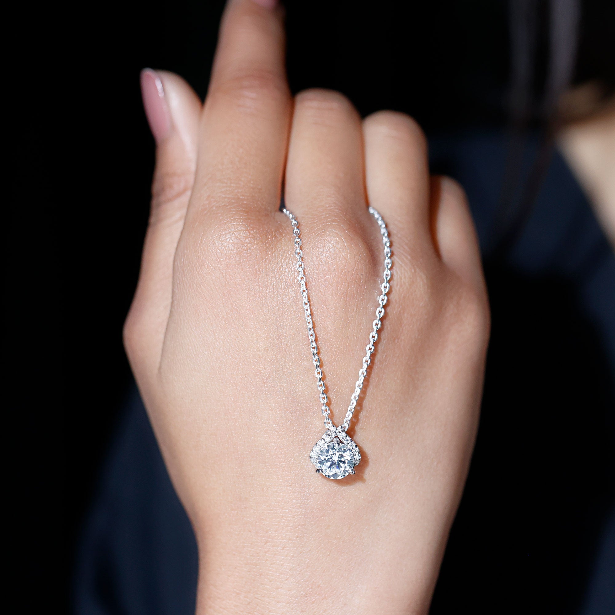 Certified 2 CT Moissanite Wedding Necklace with Chain