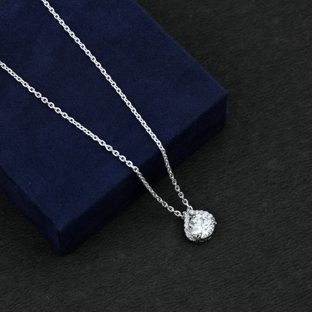 Certified 2 CT Moissanite Wedding Necklace with Chain