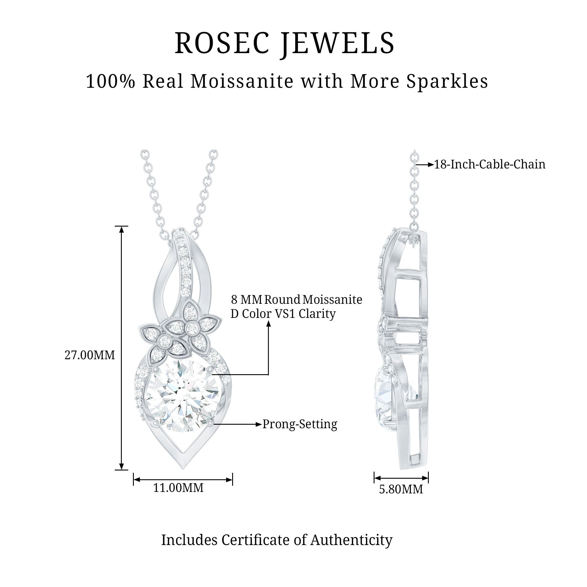 Certified Moissanite Designer Bridal Necklace For Wedding