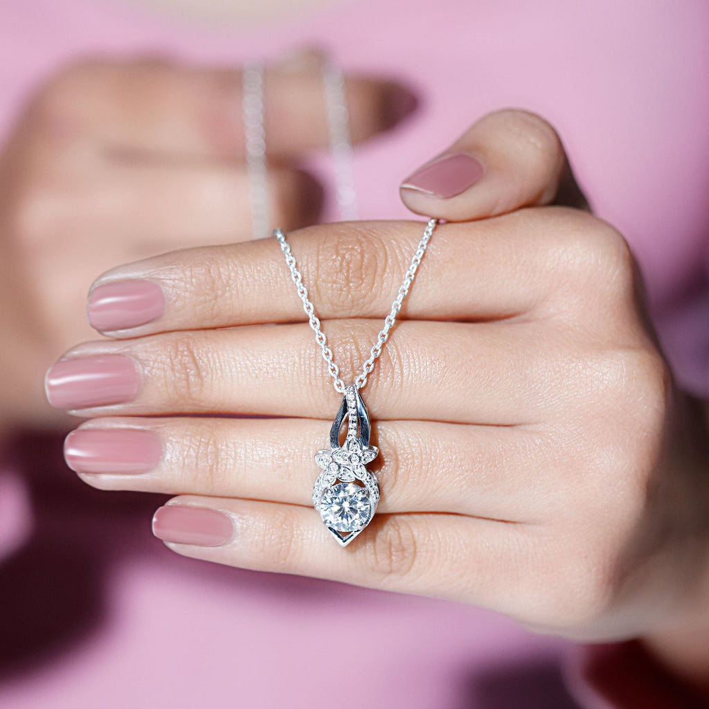 Certified Moissanite Designer Bridal Necklace For Wedding