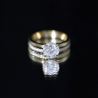 Certified 8 MM Moissanite Solitaire Wedding Ring Set in Gold Plated Silver