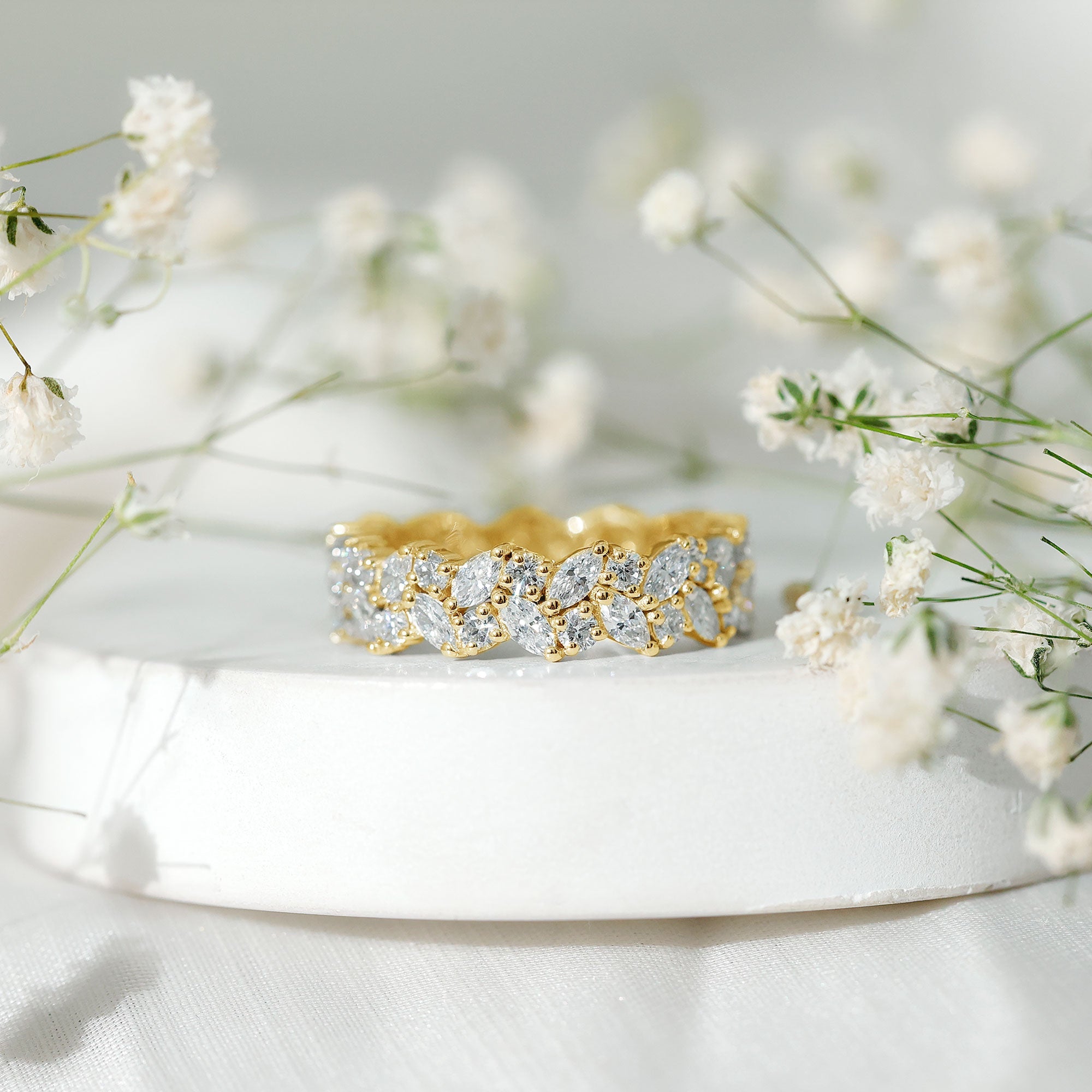 Certified Lab Grown Diamond Leaf Wedding Band