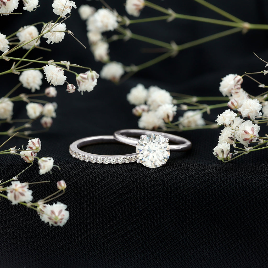 Certified 8 MM Lab Grown Diamond Solitaire Wedding Ring Set