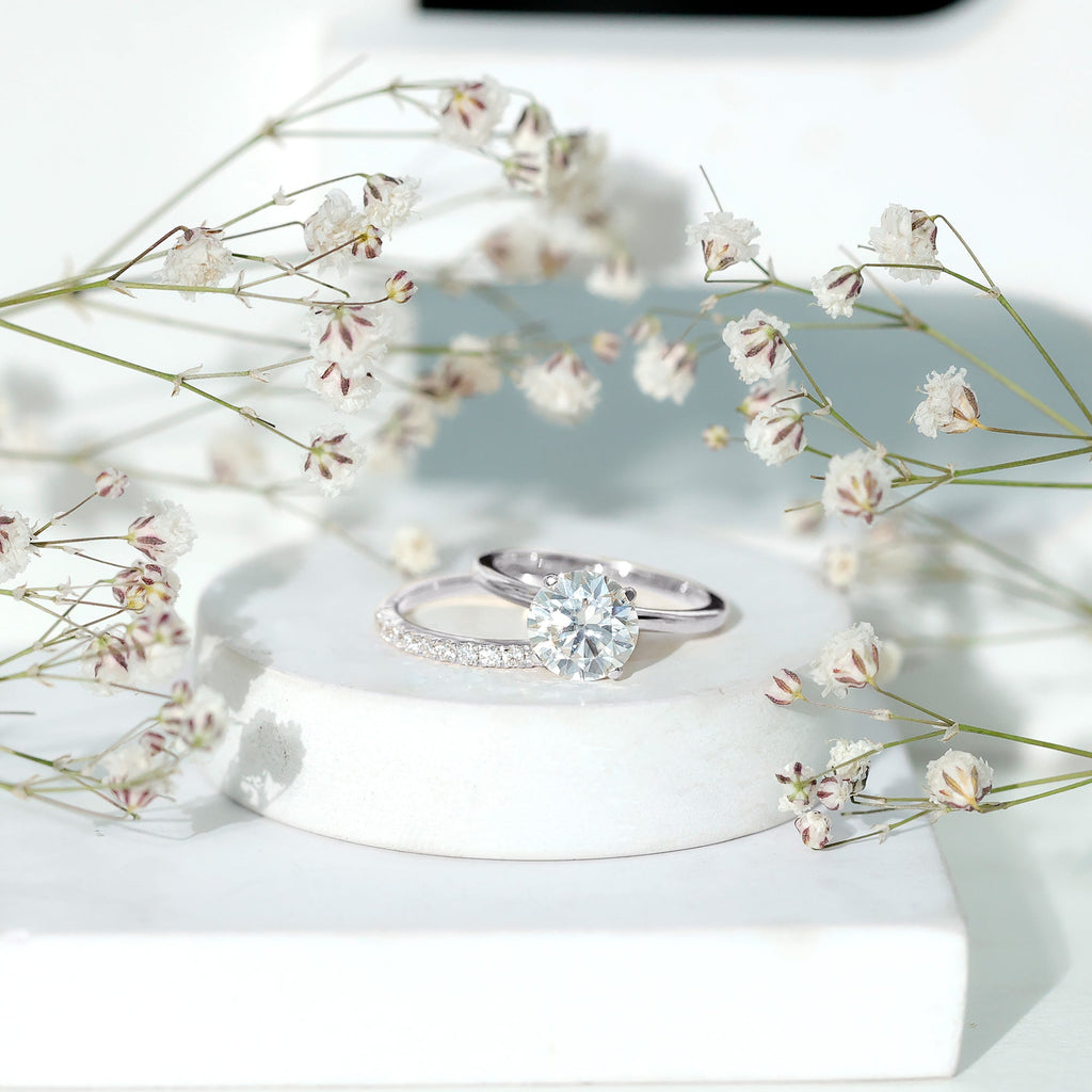 Certified 8 MM Lab Grown Diamond Solitaire Wedding Ring Set