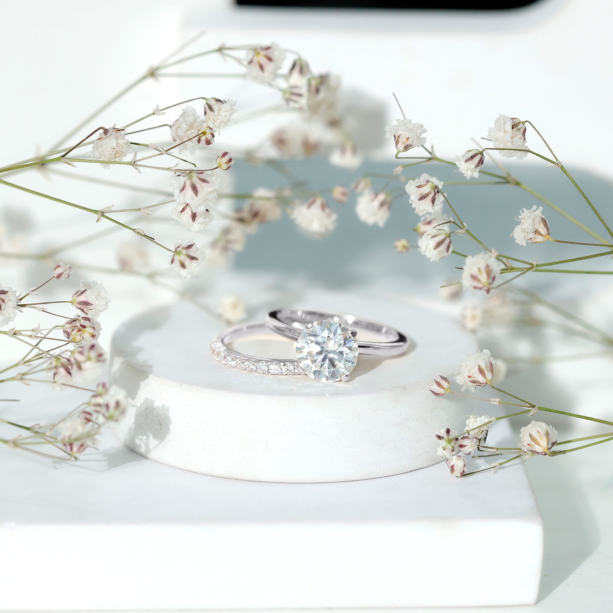 Certified 8 MM Lab Grown Diamond Solitaire Wedding Ring Set