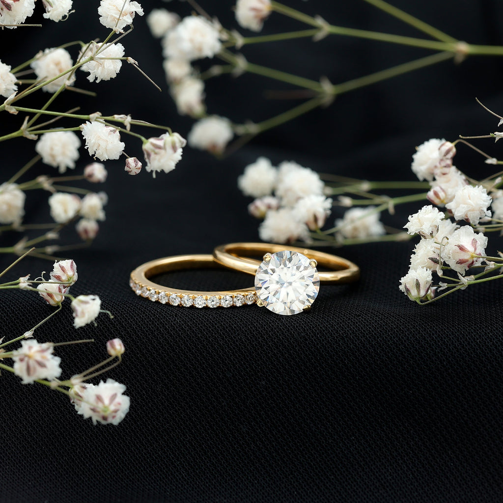 Certified 8 MM Lab Grown Diamond Solitaire Wedding Ring Set