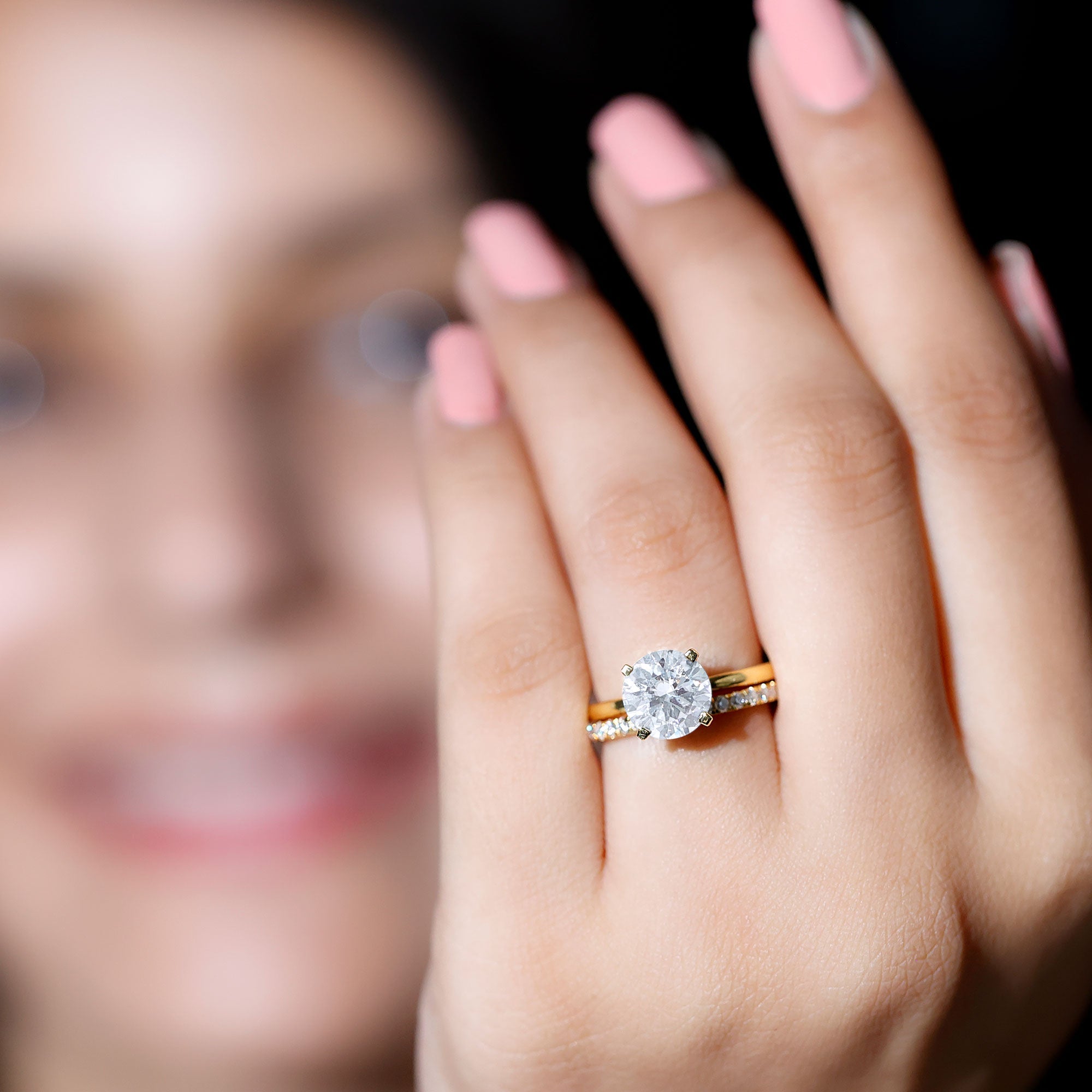 Certified 8 MM Lab Grown Diamond Solitaire Wedding Ring Set