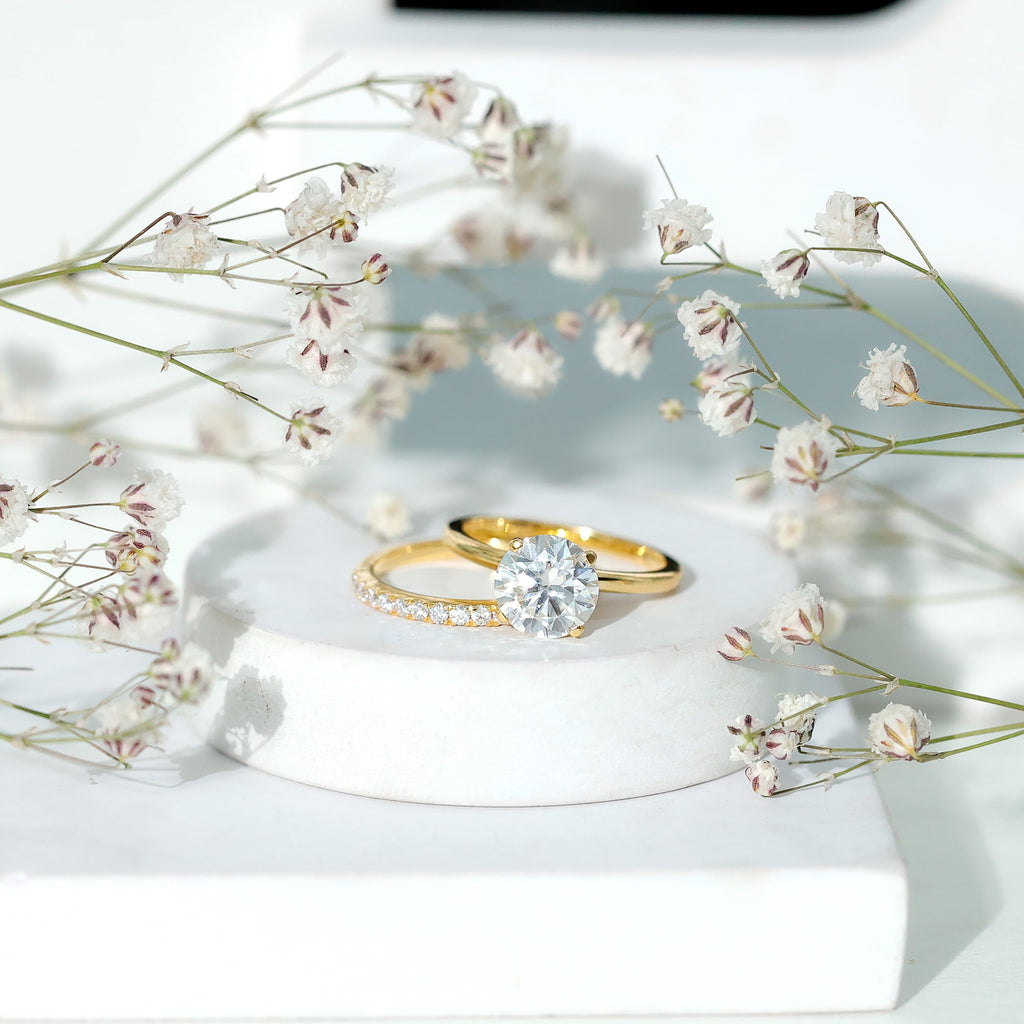 Certified 8 MM Lab Grown Diamond Solitaire Wedding Ring Set