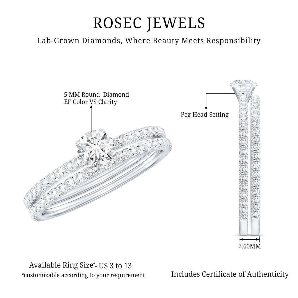 Certified Lab Created Diamond Wedding Ring Set For Bride